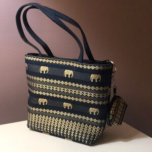 New elephant blue and gold purse with small coin pocket